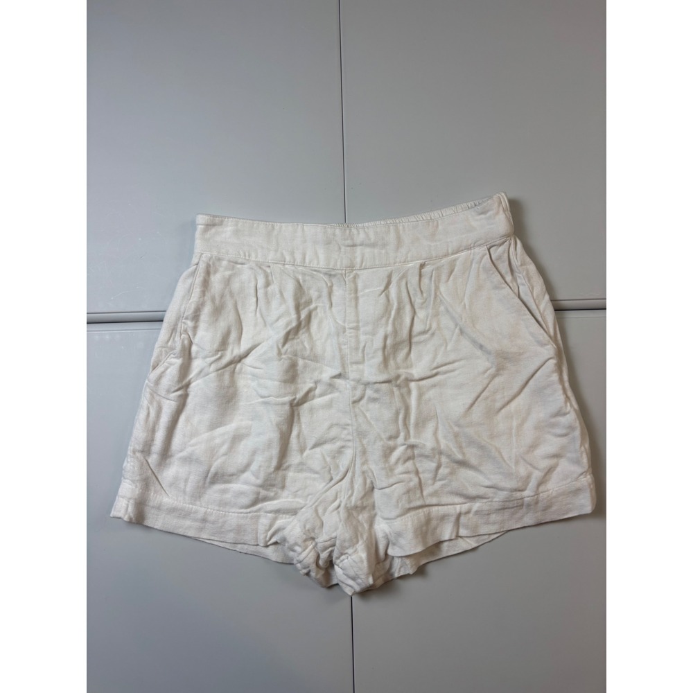Abercrombie & Fitch High Rise White Linen Blend‎ Shorts Sz Small Lined